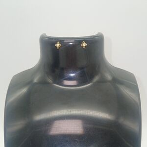 14K Gold Plated Solitaire Jewel Clover Style Stud Earrings​​